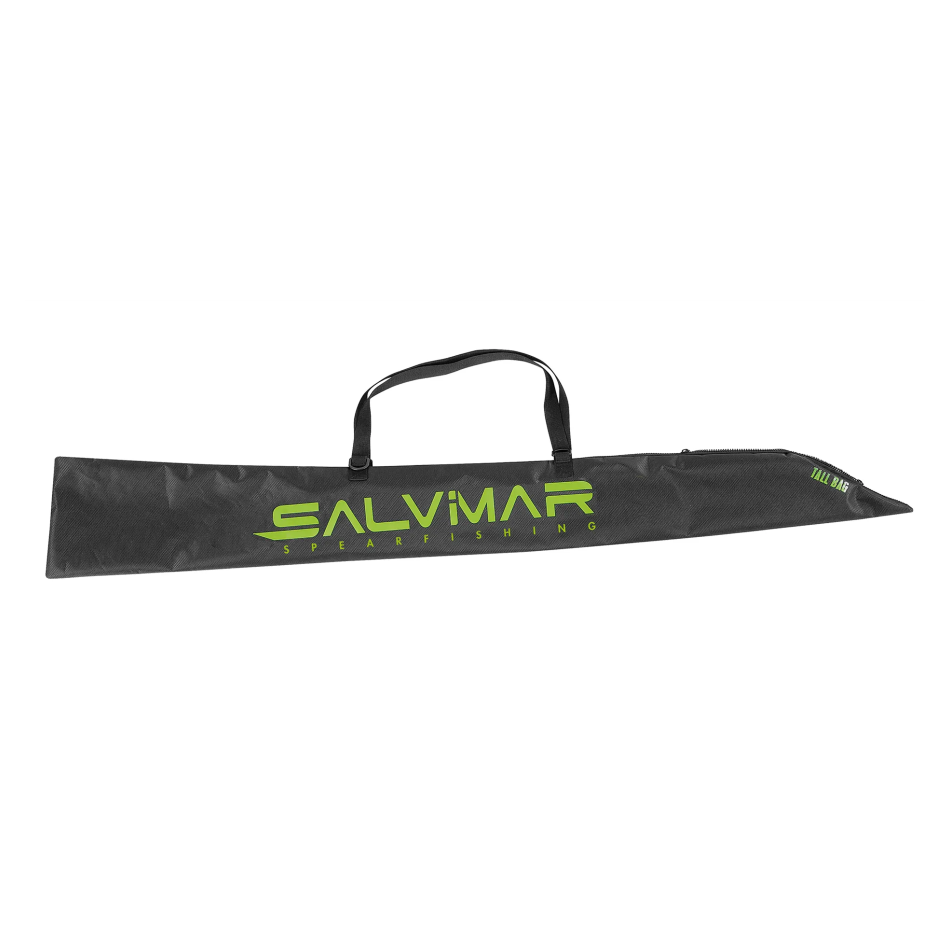 Borsa porta fucile subacqueo Tallbag di Salvimar in tessuto nero con ampi spallacci. Vista frontale
